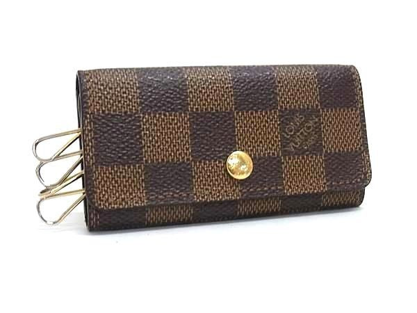 LOUIS VUITTON ルイヴィトン キーケース ミュルティクレ 4 N62631 エベヌ（ブラウン）系 ダミエ ユニセックス 4連 ゴールド金具 美品