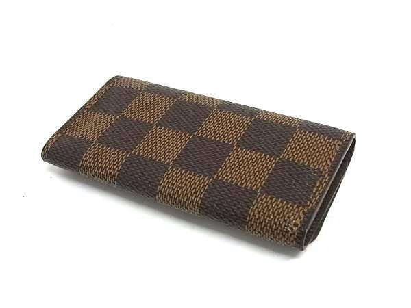 LOUIS VUITTON ルイヴィトン キーケース ミュルティクレ 4 N62631 エベヌ（ブラウン）系 ダミエ ユニセックス 4連 ゴールド金具 美品