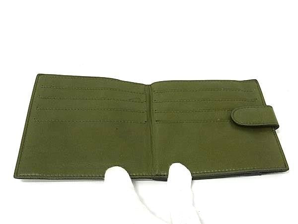 BOTTEGA VENETA ボッテガヴェネタ 二つ折り財布 イントレチャート カーキ系 レザー ユニセックス Wホック 美品