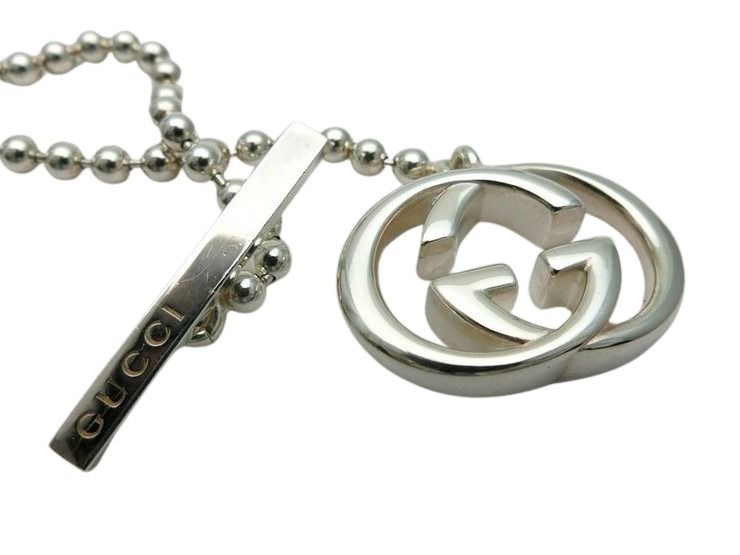 GUCCI グッチ ネックレス インターロッキングG ボールチェーン 216435 シルバー系 Ag925 ユニセックス チョーカー 美品