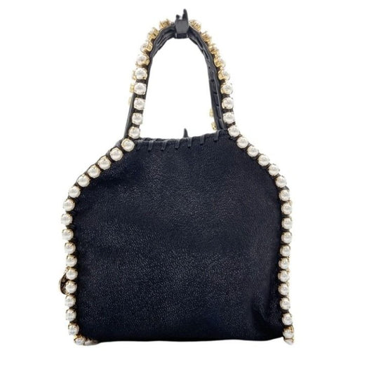 STELLA McCARTNEY ステラマッカートニー ハンドバッグ ファラベラ ブラック系 フェイクレザー レディース パール 2WAY ショルダーバッグ 美品