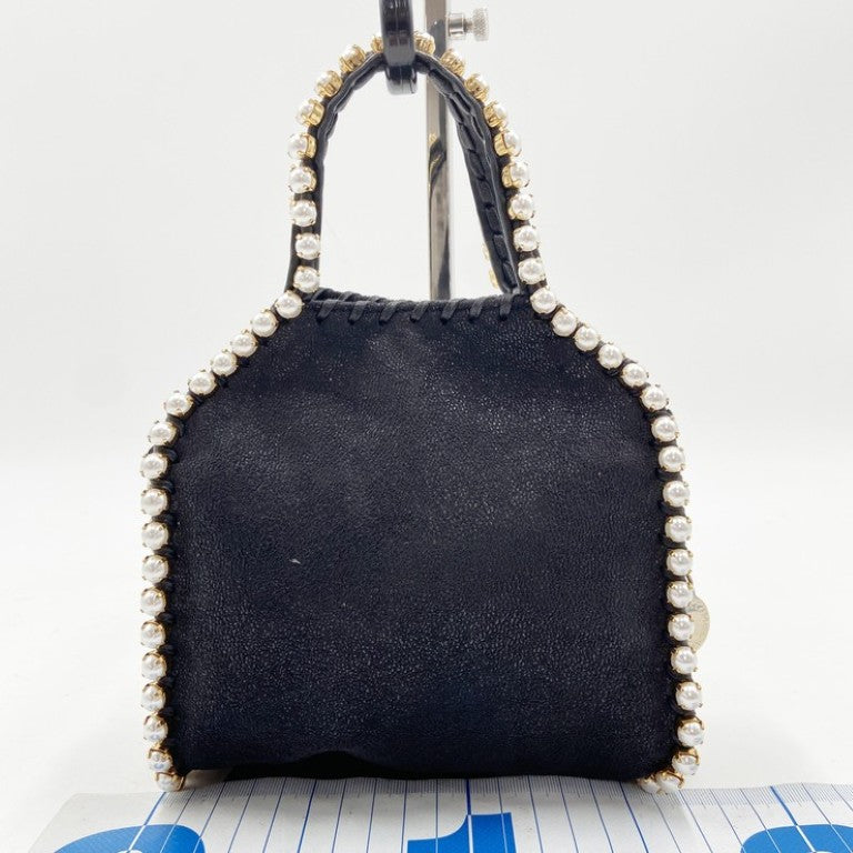 STELLA McCARTNEY ステラマッカートニー ハンドバッグ ファラベラ ブラック系 フェイクレザー レディース パール 2WAY ショルダーバッグ 美品