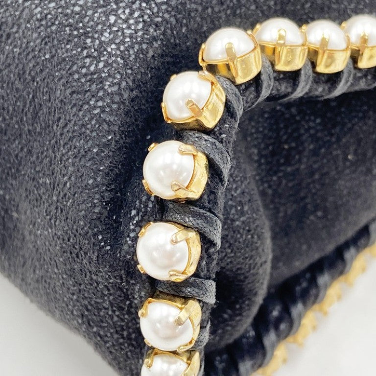 STELLA McCARTNEY ステラマッカートニー ハンドバッグ ファラベラ ブラック系 フェイクレザー レディース パール 2WAY ショルダーバッグ 美品