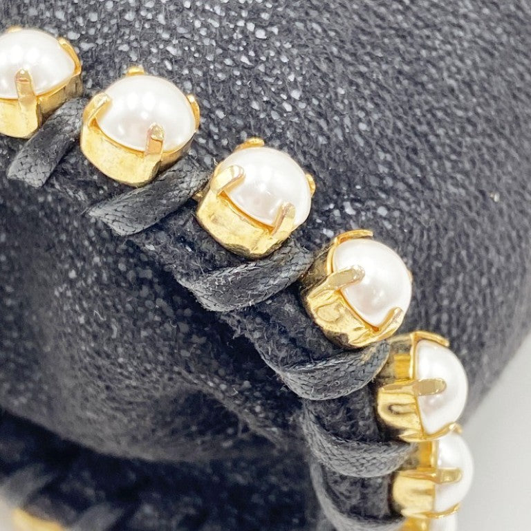 STELLA McCARTNEY ステラマッカートニー ハンドバッグ ファラベラ ブラック系 フェイクレザー レディース パール 2WAY ショルダーバッグ 美品