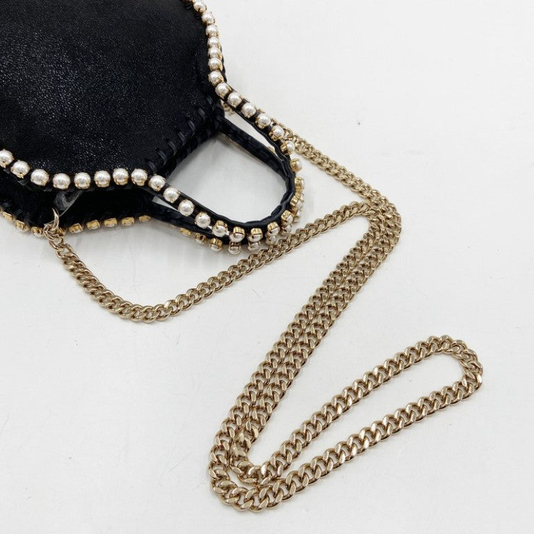 STELLA McCARTNEY ステラマッカートニー ハンドバッグ ファラベラ ブラック系 フェイクレザー レディース パール 2WAY ショルダーバッグ 美品