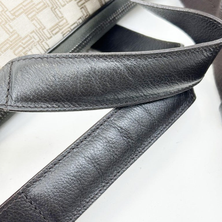 dunhill ダンヒル ビジネスバッグ ディーエイト ブラウン系 キャンバス×レザー メンズ 2WAY ハンドバッグ シルバー金具 美品