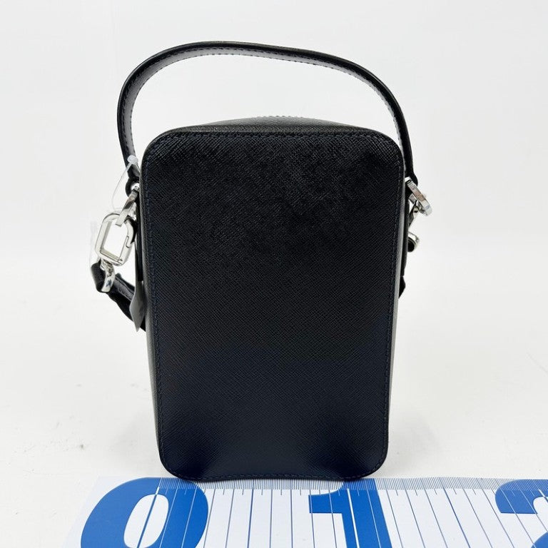 PRADA プラダ ショルダーバッグ トライアングルロゴ 2VH067 ブラック系 サフィアーノ ユニセックス 白タグ シルバー金具 美品