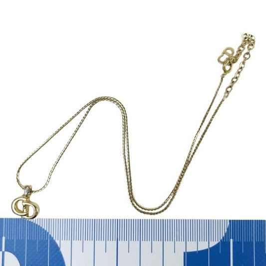 Christian Dior ディオール ネックレス CDロゴ ゴールド系 メタル ラインストーン レディース 美品