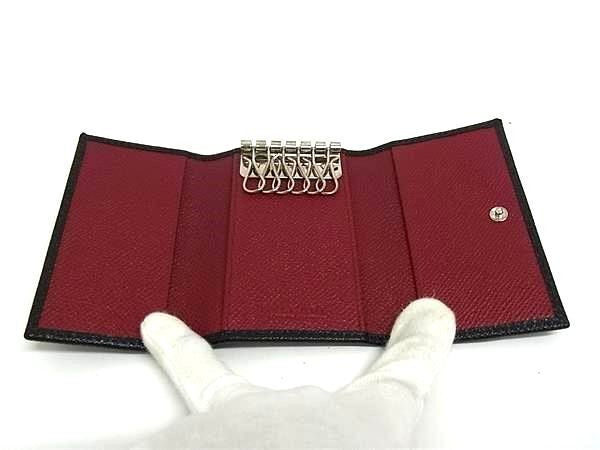 BVLGARI ブルガリ キーケース ブルガリブルガリ マン 288305 ブラック系 グレインカーフレザー メンズ 6連 シルバー金具 美品