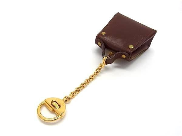 Salvatore Ferragamo フェラガモ キーホルダー ガンチーニ バッグモチーフ 22 5641 ブラウン系 カーフレザー レディース ゴールド金具 バッグチャーム 美品