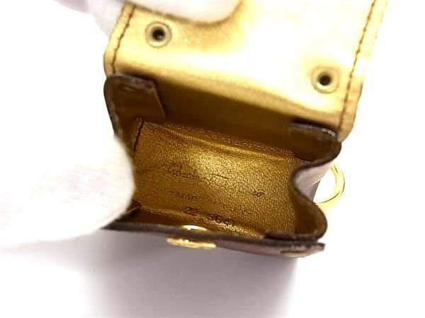 Salvatore Ferragamo フェラガモ キーホルダー ガンチーニ バッグモチーフ 22 5641 ブラウン系 カーフレザー レディース ゴールド金具 バッグチャーム 美品
