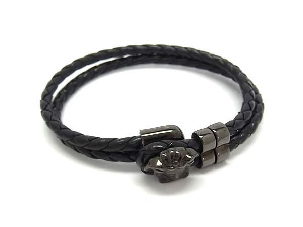 VERSACE ヴェルサーチェ ブレスレット ラ メドゥーサ レザー ブレスレット DG05579 ブラック系 メタル レザー ユニセックス 超美品