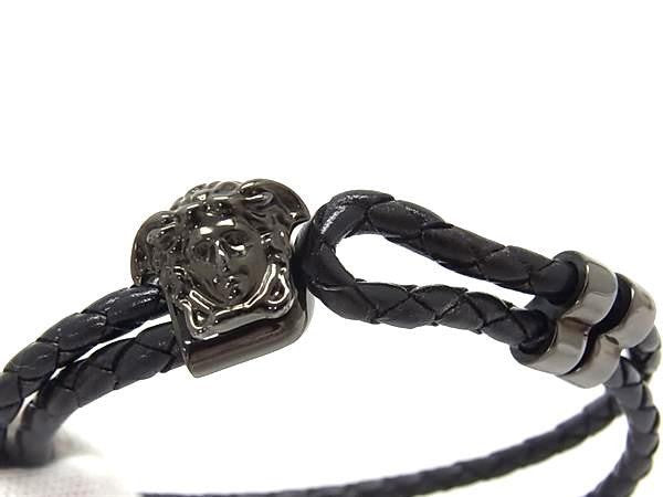 VERSACE ヴェルサーチェ ブレスレット ラ メドゥーサ レザー ブレスレット DG05579 ブラック系 メタル レザー ユニセックス 超美品