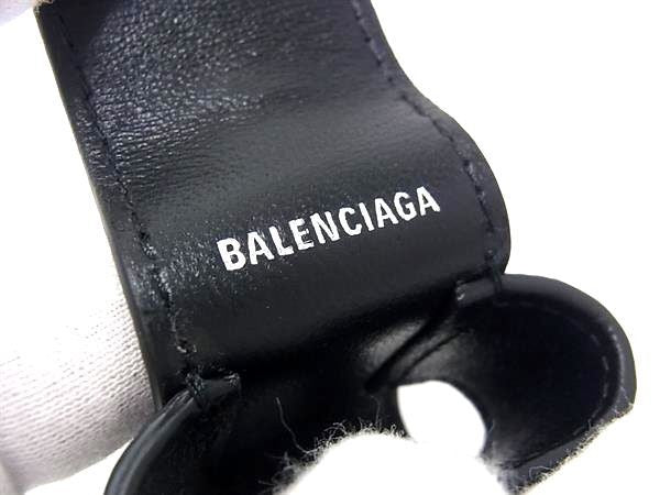 BALENCIAGA バレンシアガ イヤホンケース キャッシュ AirPods ホルダー 659926 ブラック系 レザー ユニセックス ゴールド金具 エアポッズケース 美品