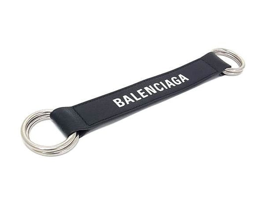 BALENCIAGA バレンシアガ ストラップ ロゴストラップ 659273 ブラック系 レザー ユニセックス シルバー金具 美品
