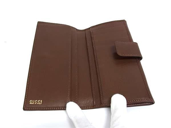 GUCCI グッチ 長財布 バンブー フラップ 035 1137 1863 0 ブラウン系 レザー レディース Wホック 二つ折り ヴィンテージ ゴールド金具 美品