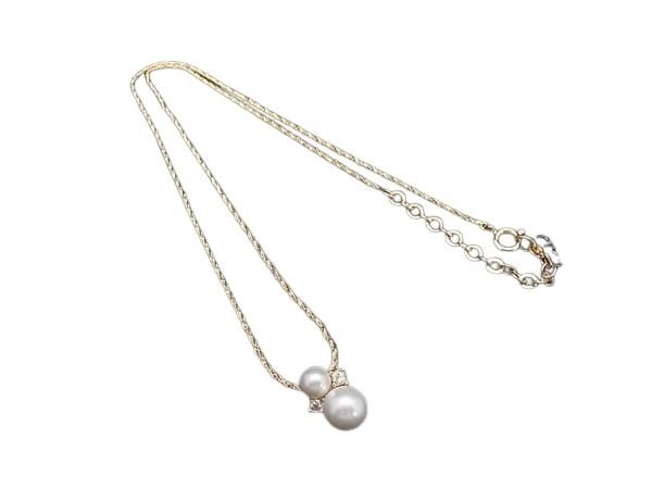 Christian Dior ディオール ネックレス ゴールド系 メタル フェイクパール ラインストーン レディース 美品