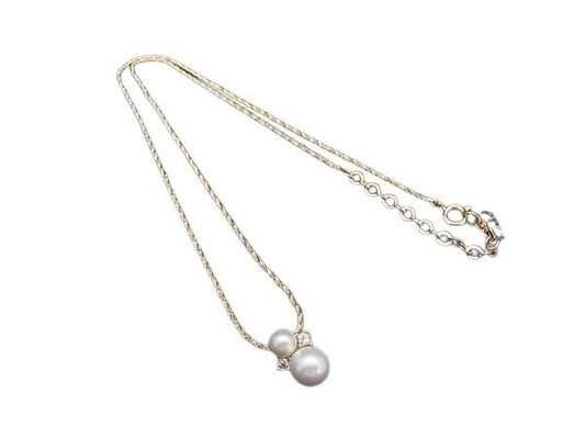 Christian Dior ディオール ネックレス ゴールド系 メタル フェイクパール ラインストーン レディース 美品