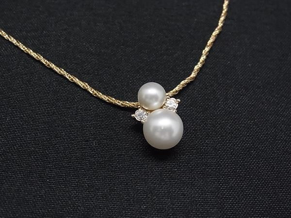 Christian Dior ディオール ネックレス ゴールド系 メタル フェイクパール ラインストーン レディース 美品