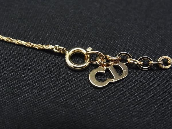 Christian Dior ディオール ネックレス ゴールド系 メタル フェイクパール ラインストーン レディース 美品
