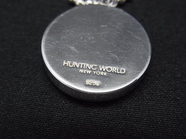 HUNTING WORLD ハンティングワールド ネックレス ロゴ＆エレファントモチーフ シルバー系 SV925 ホワイトシェル ユニセックス 美品