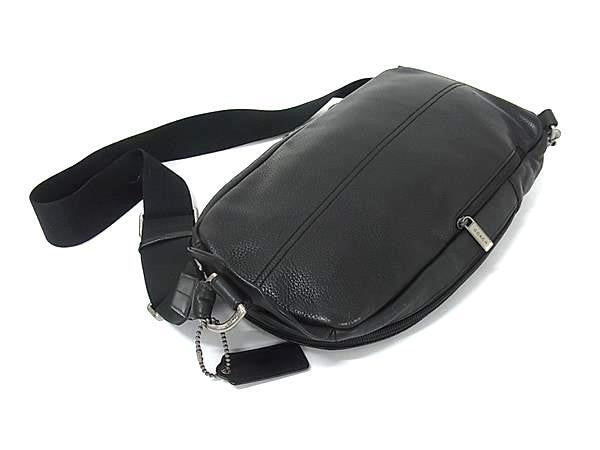 COACH コーチ ボディバッグ キャムデン コンバーチブル スリング F70922 ブラック系 レザー メンズ シルバー金具 美品