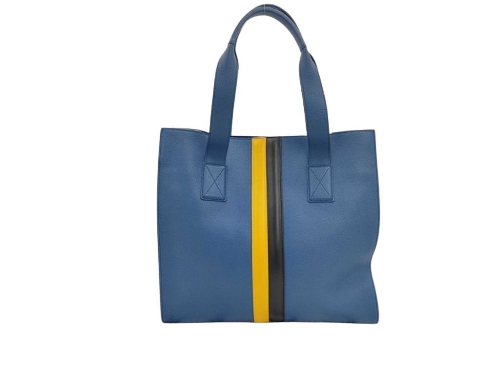 TODS トッズ トートバッグ ダブルストライプ ブルー系 レザー レディース 美品