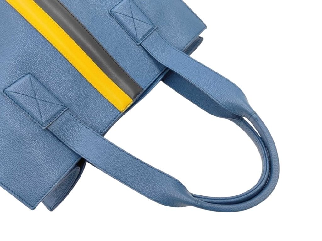 TODS トッズ トートバッグ ダブルストライプ ブルー系 レザー レディース 美品