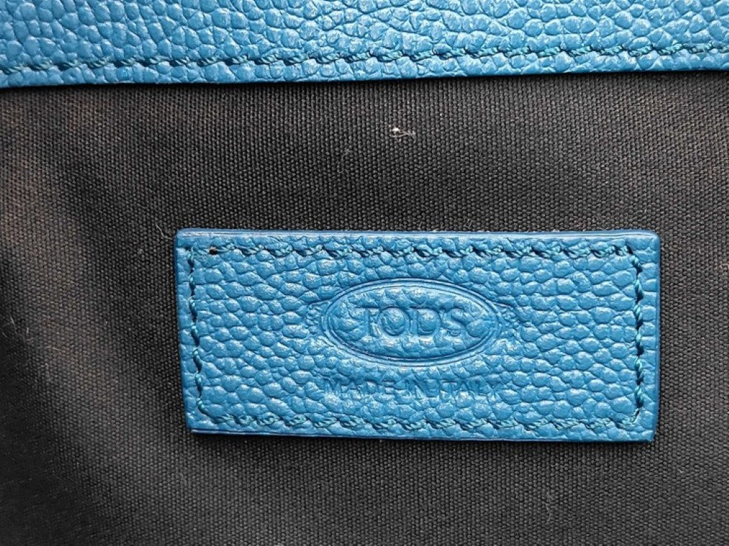 TODS トッズ トートバッグ ダブルストライプ ブルー系 レザー レディース 美品