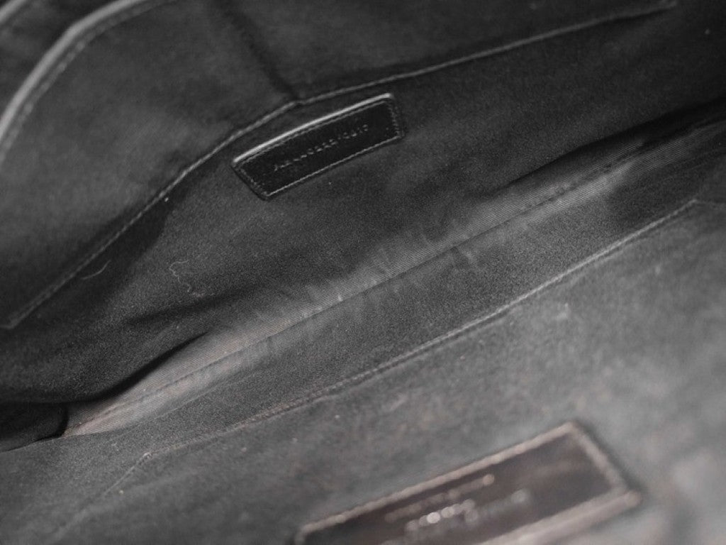 SAINT LAURENT サンローラン クラッチバッグ モノグラム ドキュメント ホルダー 440222 グレー系 レザー ユニセックス Vステッチ YSL シルバー金具 美品