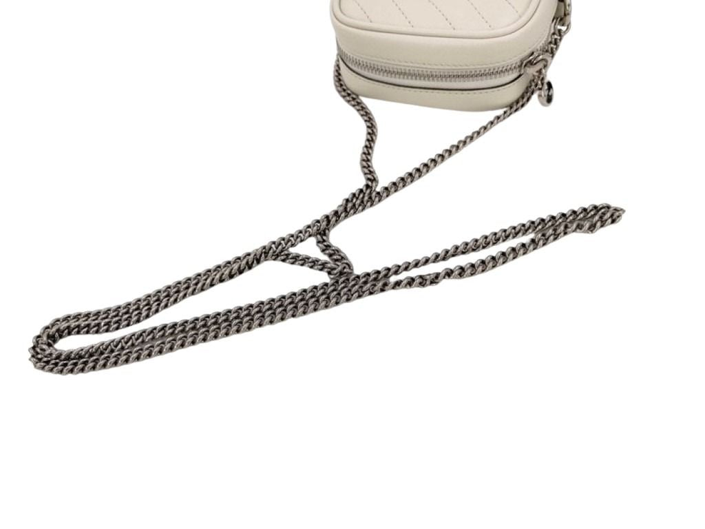 GUCCI グッチ ショルダーバッグ ブロンディ ミニ チェーン クロスボディバッグ 760315 ホワイト系 レザー レディース シルバー金具 超美品
