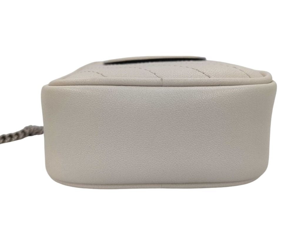 GUCCI グッチ ショルダーバッグ ブロンディ ミニ チェーン クロスボディバッグ 760315 ホワイト系 レザー レディース シルバー金具 超美品