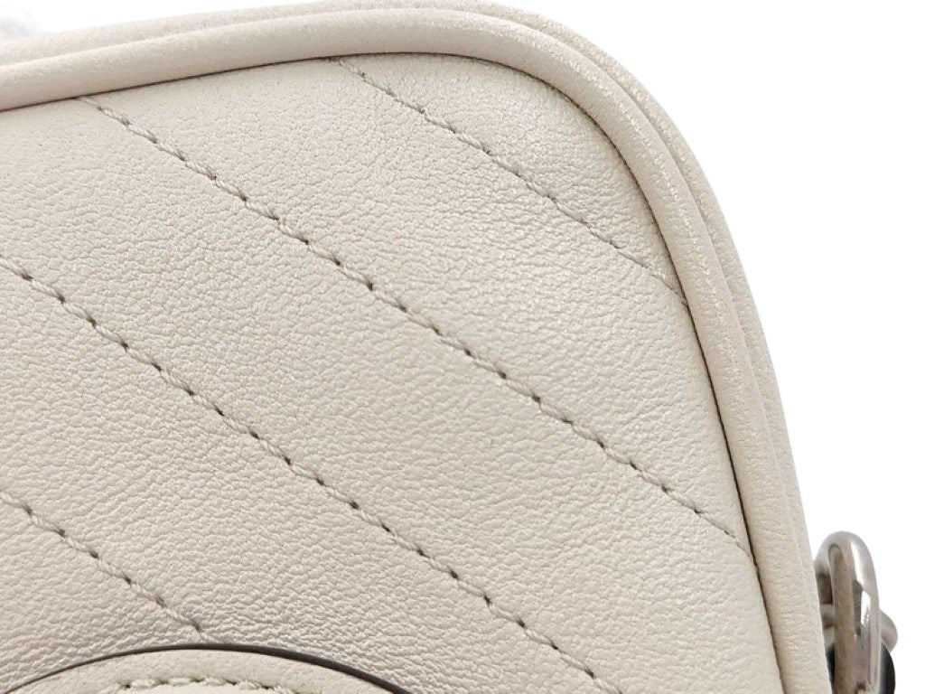 GUCCI グッチ ショルダーバッグ ブロンディ ミニ チェーン クロスボディバッグ 760315 ホワイト系 レザー レディース シルバー金具 超美品