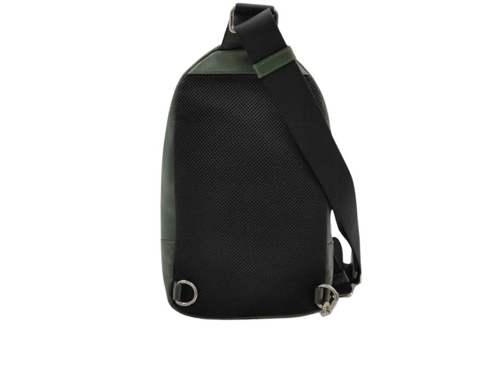 COACH コーチ ボディバッグ チャールズ ヴァーシティ F72226 ブラック グリーン系 レザー メンズ ショルダーバッグ シルバー金具 美品