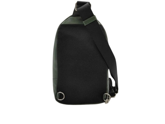 COACH コーチ ボディバッグ チャールズ ヴァーシティ F72226 ブラック グリーン系 レザー メンズ ショルダーバッグ シルバー金具 美品