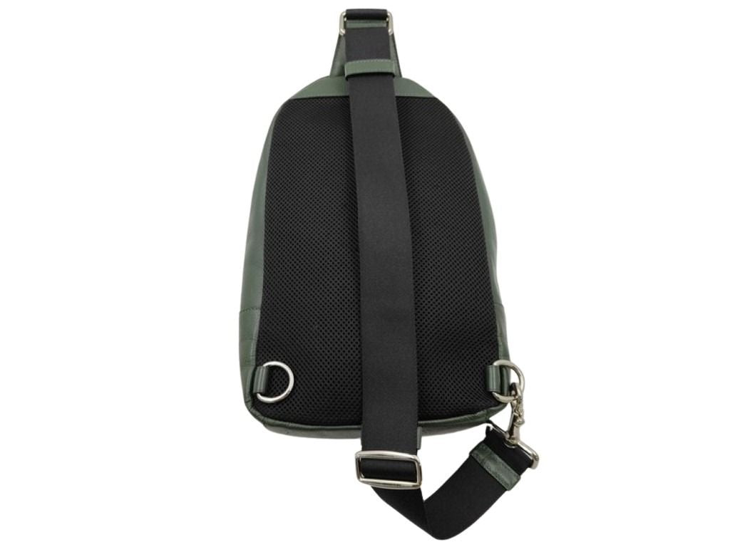 COACH コーチ ボディバッグ チャールズ ヴァーシティ F72226 ブラック グリーン系 レザー メンズ ショルダーバッグ シルバー金具 美品