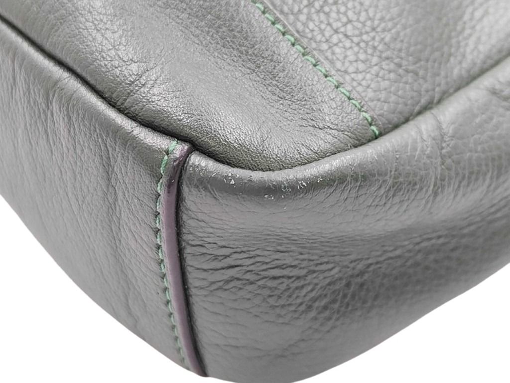 COACH コーチ ボディバッグ チャールズ ヴァーシティ F72226 ブラック グリーン系 レザー メンズ ショルダーバッグ シルバー金具 美品