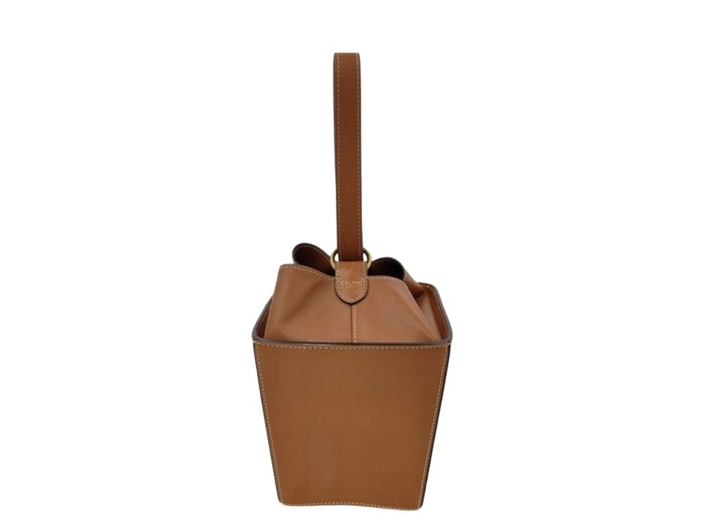 CELINE セリーヌ ハンドバッグ ストラップボックス ブラウン系 レザー レディース ゴールド金具 美品