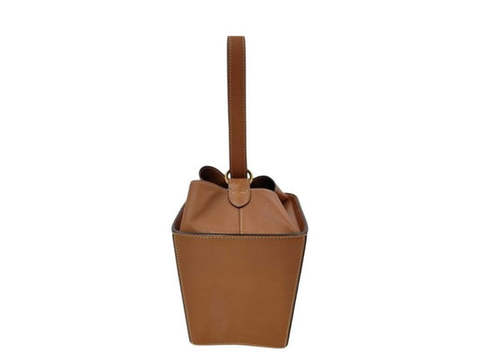 CELINE セリーヌ ハンドバッグ ストラップボックス ブラウン系 レザー レディース ゴールド金具 美品