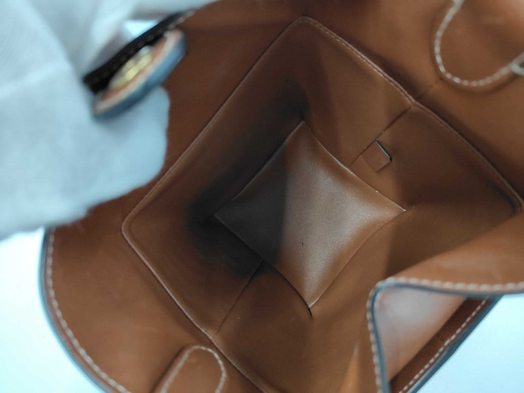CELINE セリーヌ ハンドバッグ ストラップボックス ブラウン系 レザー レディース ゴールド金具 美品
