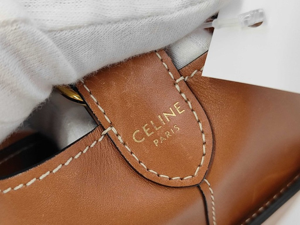 CELINE セリーヌ ハンドバッグ ストラップボックス ブラウン系 レザー レディース ゴールド金具 美品