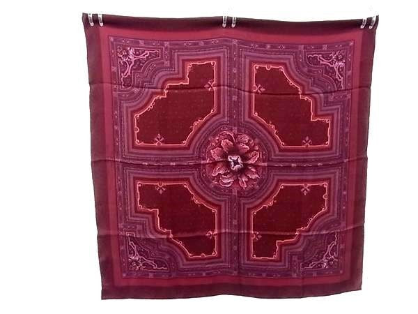 LOUIS VUITTON ルイヴィトン スカーフ カレ90 LES DECORS PARISIENS AU XIXe SIECLE 19世紀パリの装飾 ボルドー系 シルク100% レディース 大判 超美品