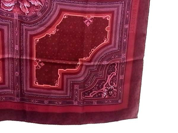 LOUIS VUITTON ルイヴィトン スカーフ カレ90 LES DECORS PARISIENS AU XIXe SIECLE 19世紀パリの装飾 ボルドー系 シルク100% レディース 大判 超美品
