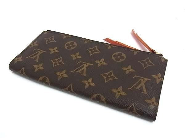 LOUIS VUITTON ルイヴィトン 長財布 モノグラム ポルトフォイユ アデル M61270 ブラウン系 ピモン(オレンジ系) PVC レザー ユニセックス 二つ折り財布 ゴールド金具 美品