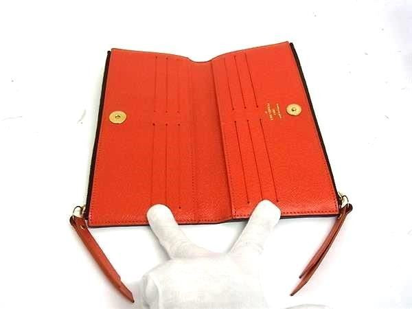 LOUIS VUITTON ルイヴィトン 長財布 モノグラム ポルトフォイユ アデル M61270 ブラウン系 ピモン(オレンジ系) PVC レザー ユニセックス 二つ折り財布 ゴールド金具 美品