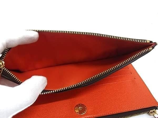 LOUIS VUITTON ルイヴィトン 長財布 モノグラム ポルトフォイユ アデル M61270 ブラウン系 ピモン(オレンジ系) PVC レザー ユニセックス 二つ折り財布 ゴールド金具 美品