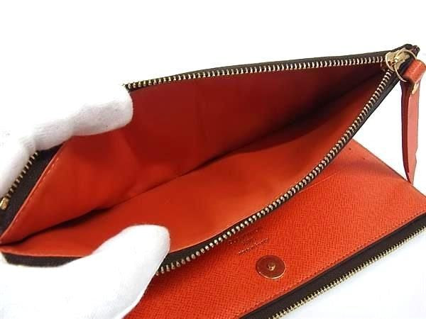 LOUIS VUITTON ルイヴィトン 長財布 モノグラム ポルトフォイユ アデル M61270 ブラウン系 ピモン(オレンジ系) PVC レザー ユニセックス 二つ折り財布 ゴールド金具 美品