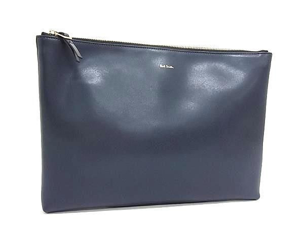 Paul Smith ポールスミス クラッチバッグ シティエンボス PSN225 ネイビー系 レザー メンズ セカンドバッグ 美品