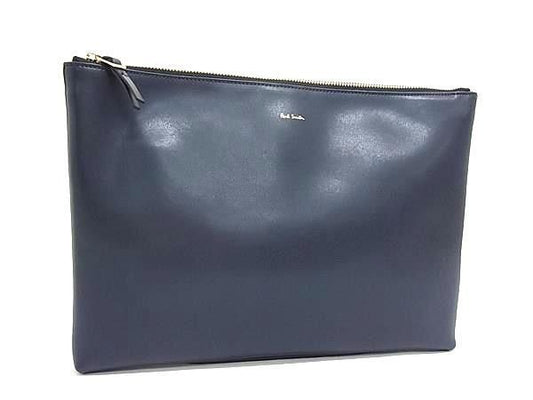 Paul Smith ポールスミス クラッチバッグ シティエンボス PSN225 ネイビー系 レザー メンズ セカンドバッグ 美品