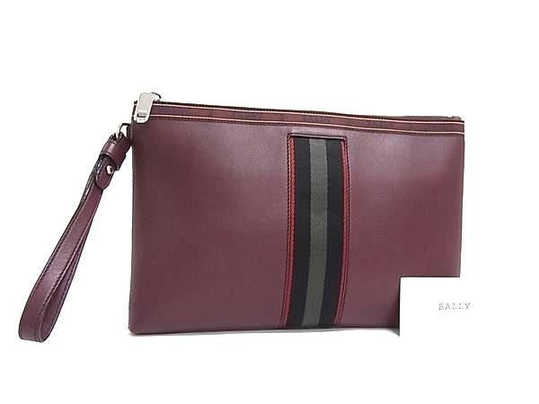 BALLY バリー クラッチバッグ BOVINE PLAIN 25610 SHIRAZ 20 ボルドー系 レザー メンズ セカンドバッグ リストレット 美品